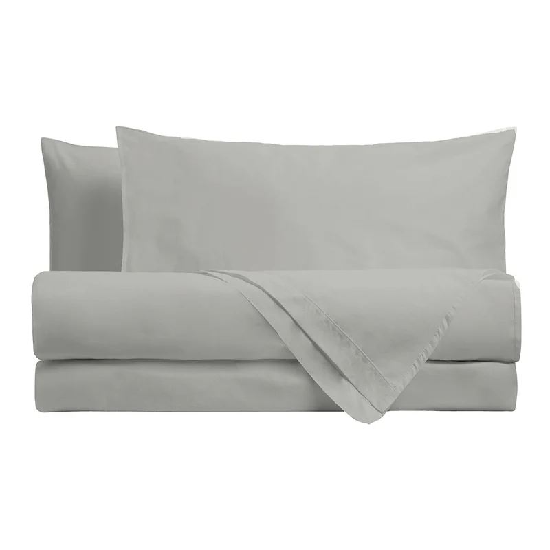 Di Maestro Completo Letto Percalle 200 Matrimoniale Tinta Unita Pearl