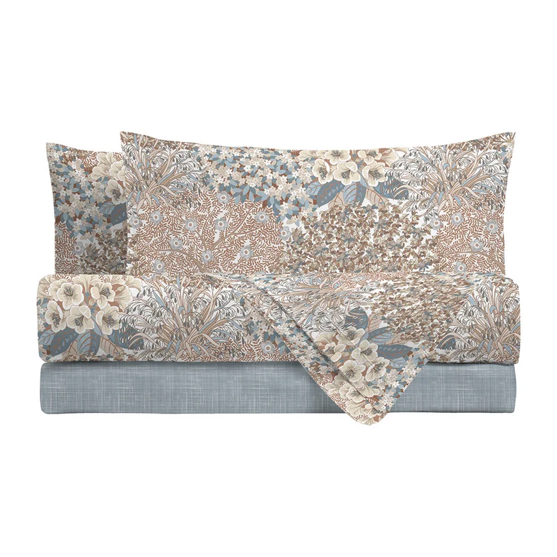 Di Maestro Completo Letto Stampato Matrimoniale Danielle Light Blue