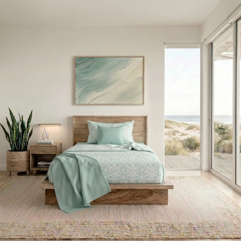 Completo Letto Singolo in Cotone con Stampa - Fantasia Filomena Aqua