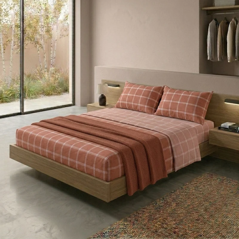 Completo Letto Matrimoniale con Stampa Atelier - Fantasia Efrem Rust