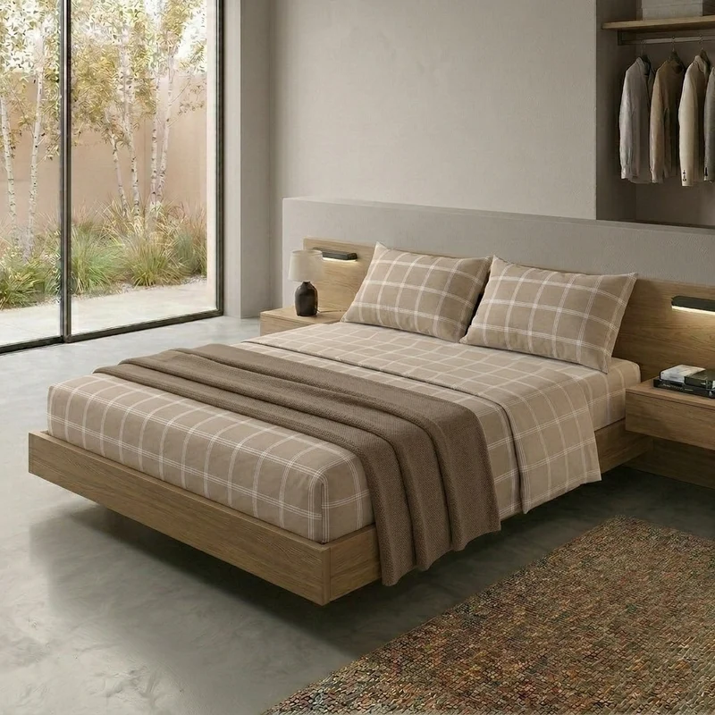 Completo Letto Matrimoniale con Stampa Atelier - Fantasia Efrem Beige