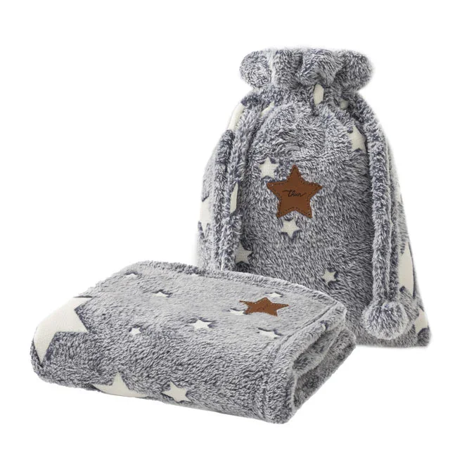 THUN® Coperta Con Borsa 70x100cm Abbracciami Star Glow in the Dark Blue