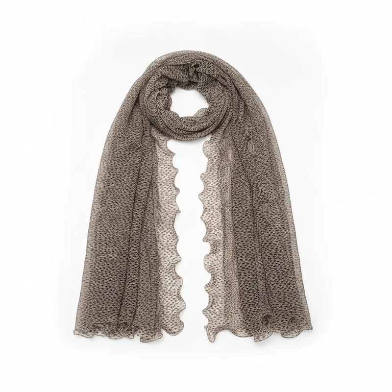 Foulard leopardato con rouche - Grigio