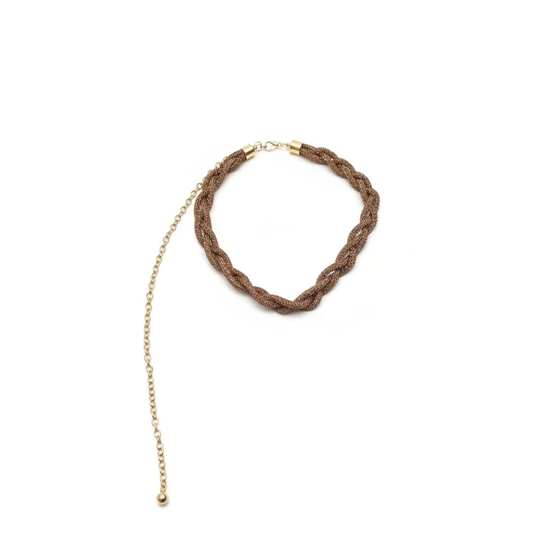 Cintura tubolare intrecciata con strass - Oro