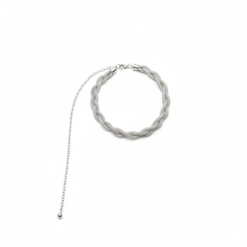 Cintura tubolare intrecciata con strass - Argento