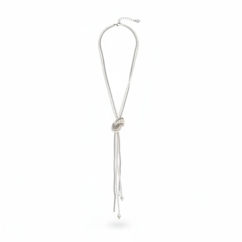 Collana saliscendi con strass e perline - Trasparente