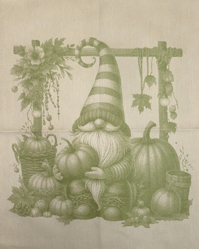 Asciugapiatti 75x58 cm in puro cotone - GNOMO AUTUNNALE/VERDE