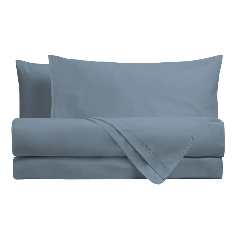 Happidea Completo Letto Singolo in Cotone Tinta Unita Azzurro Tinta Unita Polvere
