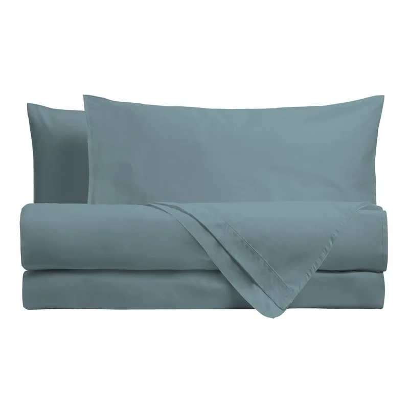 Happidea Completo Letto Singolo in Cotone Tinta Unita Tinta Laguna