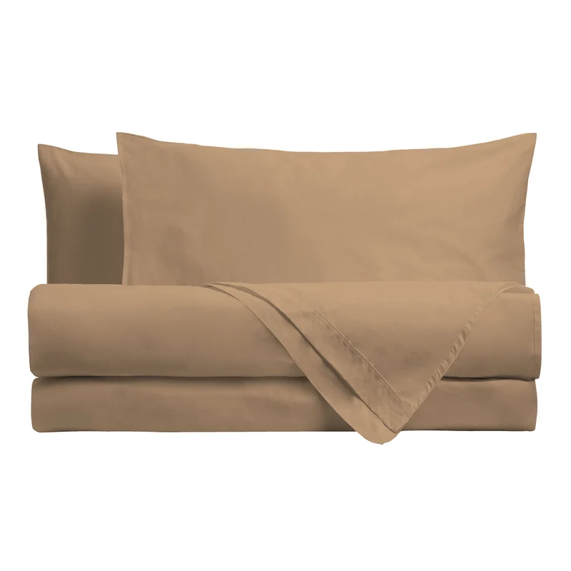 Happidea Completo Letto Singolo in Cotone Tinta Unita Ochre