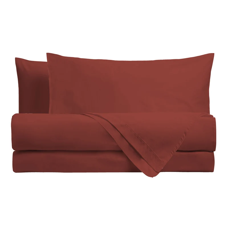 Happidea Completo Letto Singolo in Cotone Tinta Unita Argilla Bruciata