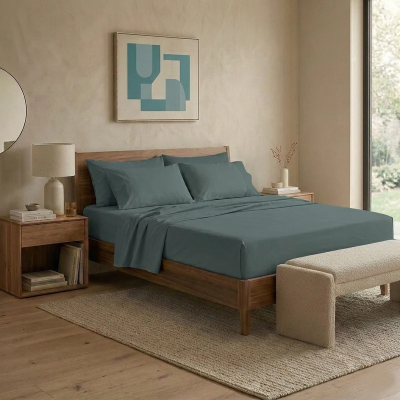 Happidea Completo Letto Matrimoniale in Cotone Tinta Unita Foresta