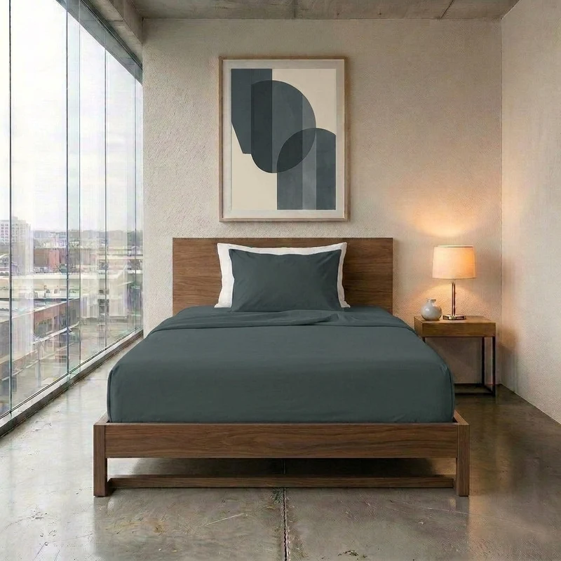 Happidea Completo Letto Piazza e Mezza in Cotone Tinta Unita Foresta
