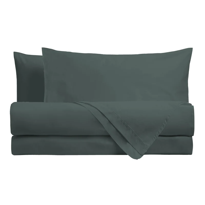 Happidea Completo Letto Singolo in Cotone Tinta Unita Foresta