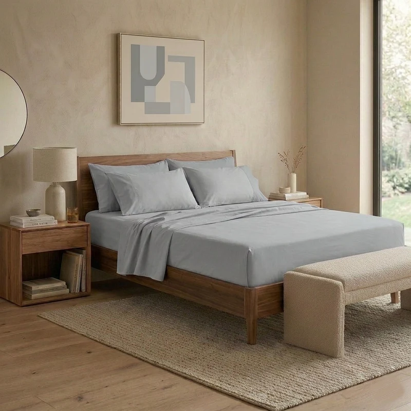 Happidea Completo Letto Matrimoniale in Cotone Tinta Unita Pearl