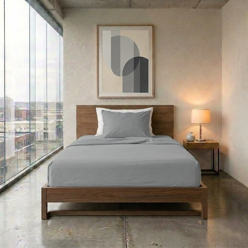 Happidea Completo Letto Piazza e Mezza in Cotone Tinta Unita Pearl