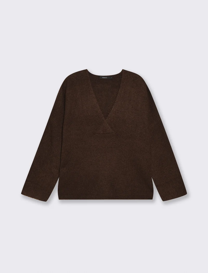 Pullover over con scollo a V elegante - Moro