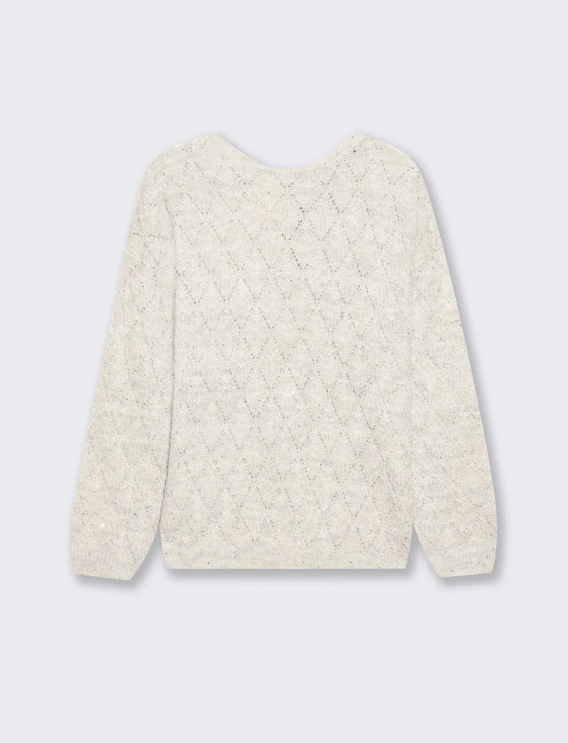 Maglia manica lunga con scollo e fiocco - Grigio chiaro mel.