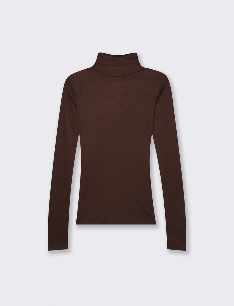 Pullover basico collo alto slim fit - Moro