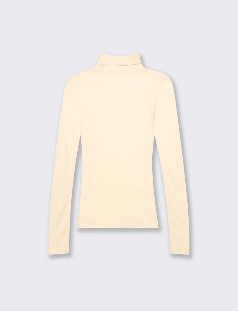 Pullover basico collo alto slim fit - Avorio