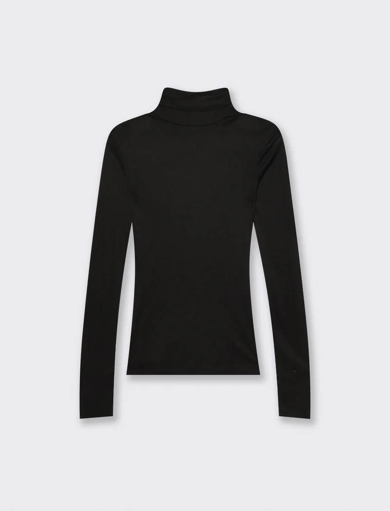 Pullover basico collo alto slim fit - Nero