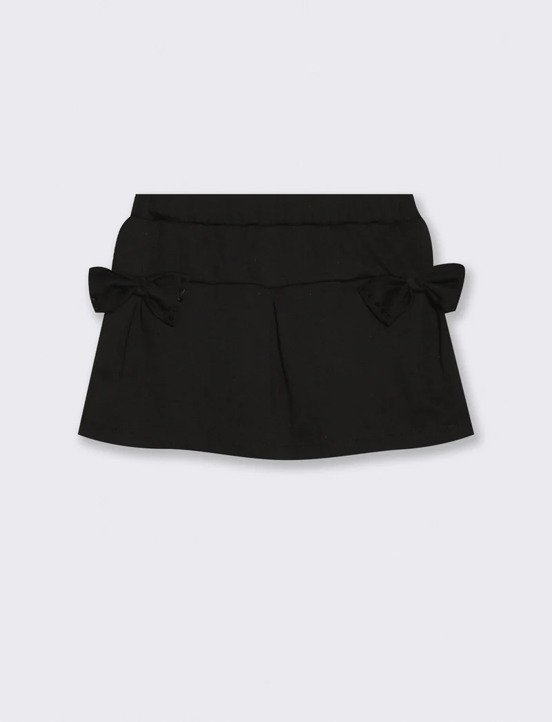 Gonna elegante con fiocchi e applicazioni - Nero