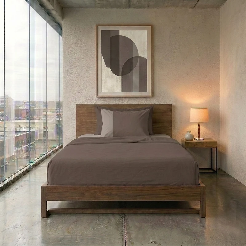 Happidea Completo Letto Piazza e Mezza in Cotone Bicolore Biscotto/Sabbia