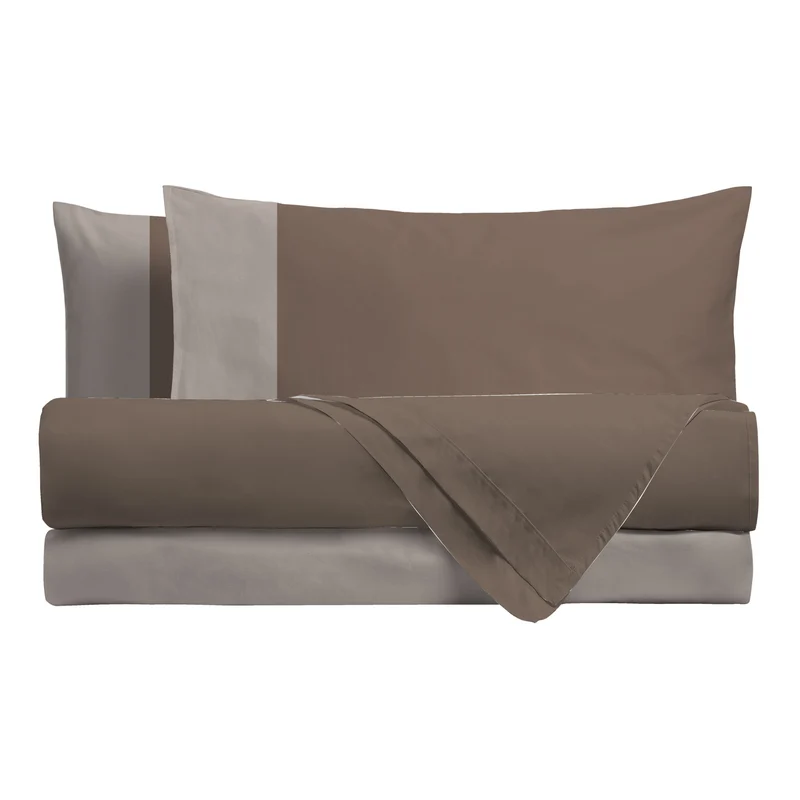 Happidea Completo Letto Singolo in Cotone Bicolore Biscotto/Bicolore Sabbia