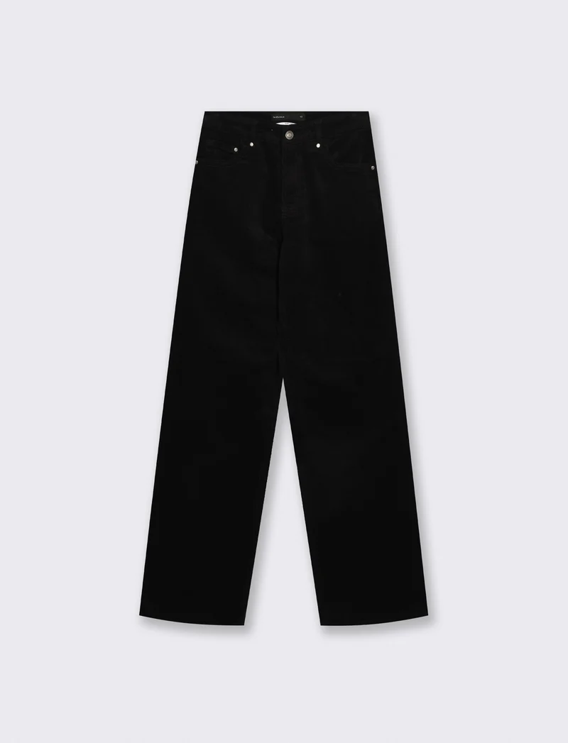 Pantalone in velluto wide leg cinque tasche - Nero