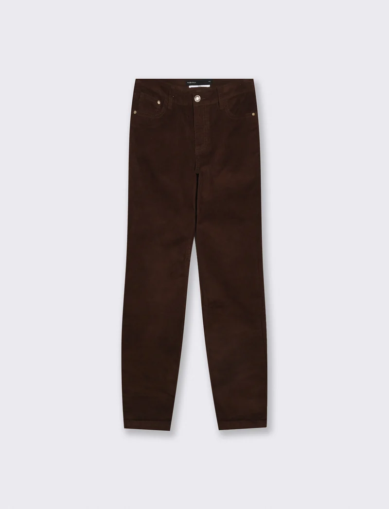 Pantalone skinny con vita regolare - Moro