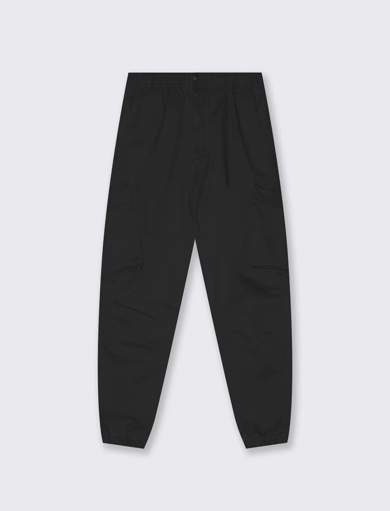 Pantaloni Cargo Fit con Vita Regolabile - Nero