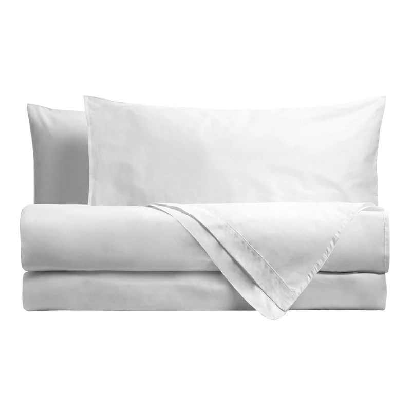 Happidea Completo Letto Singolo in Cotone Tinta Unita White