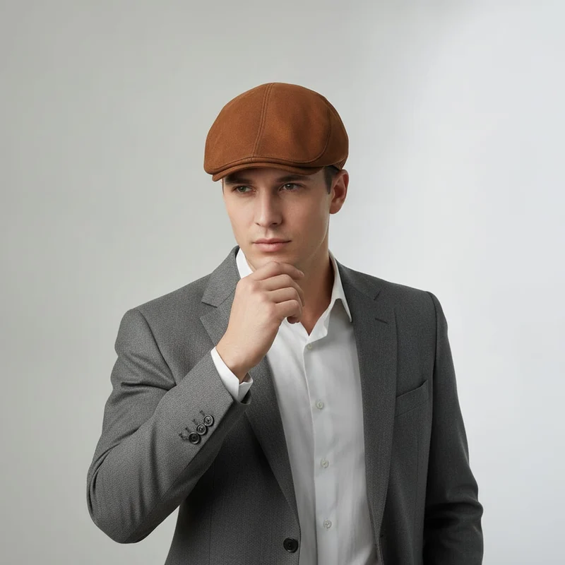 Coppola in suede per uomo elegante - Marrone