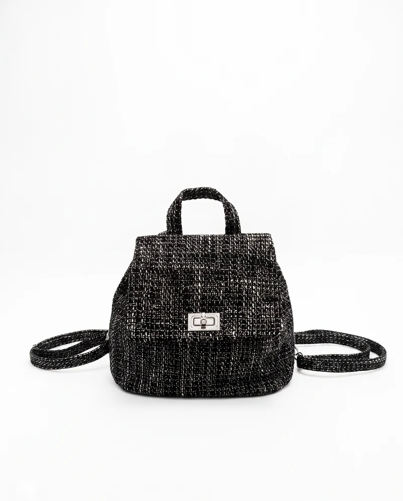 Zainetto bambina in tessuto bouche' - Nero