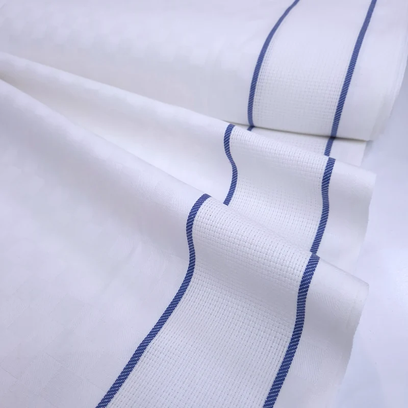 Tessuto H 60 cm per Asciugapiatti Doppio Bordo Aida - BIANCO RIGHETTA BLU