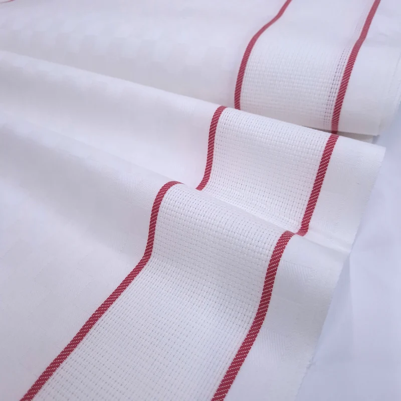 Tessuto H 60 cm per Asciugapiatti Doppio Bordo Aida - BIANCO RIGHETTA ROSSO