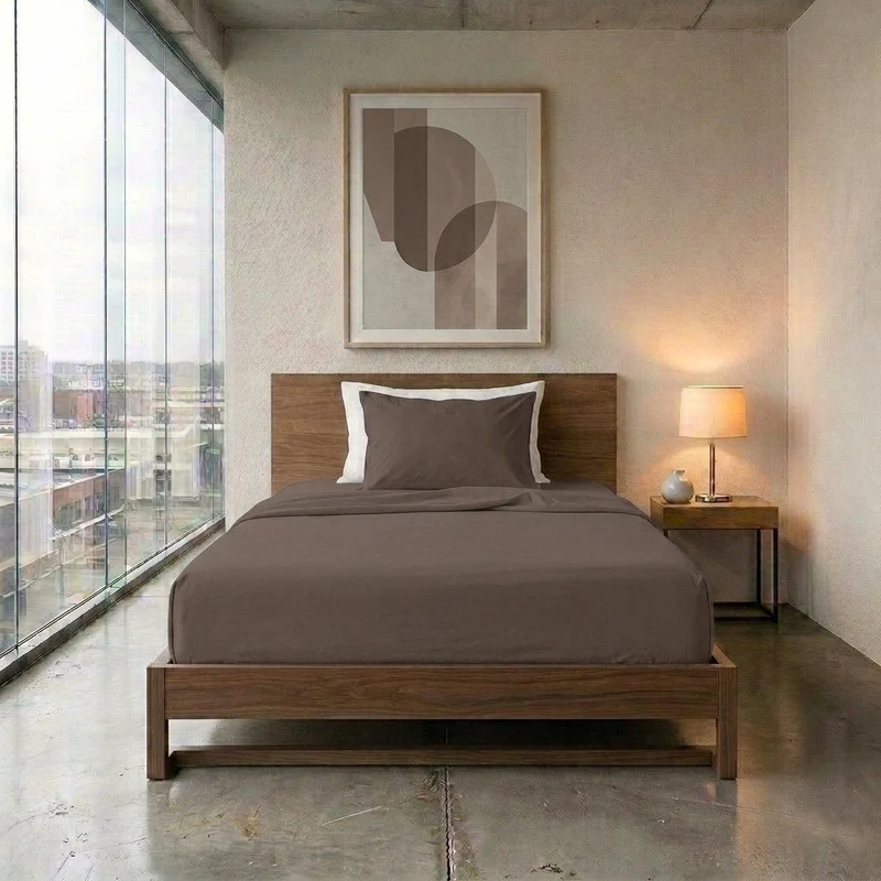 Happidea Completo Letto Piazza e Mezza in Cotone Tinta Unita Biscotto