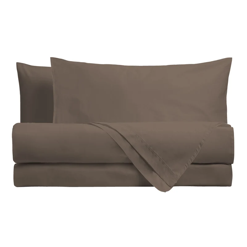 Happidea Completo Letto Singolo in Cotone Tinta Unita Biscotto