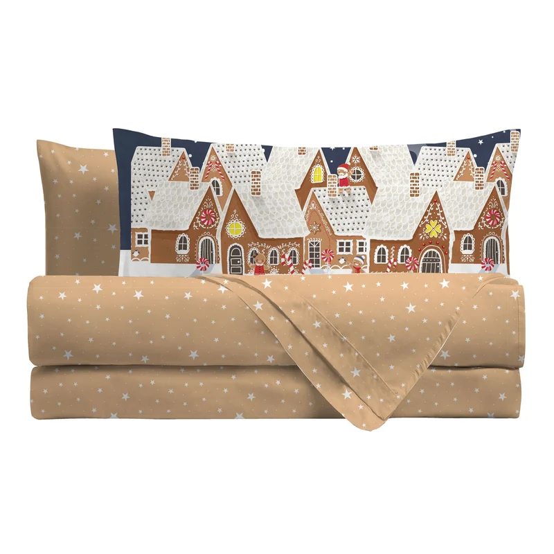 Completo Letto Piazza e Mezza con Stampa Digitale - Fantasia Sierra Sugar Gingerbread Multicolor