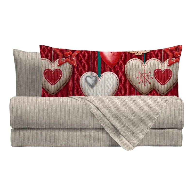 Completo Letto Matrimoniale con Stampa Digitale - Fantasia Alpine Aura Sharline Red