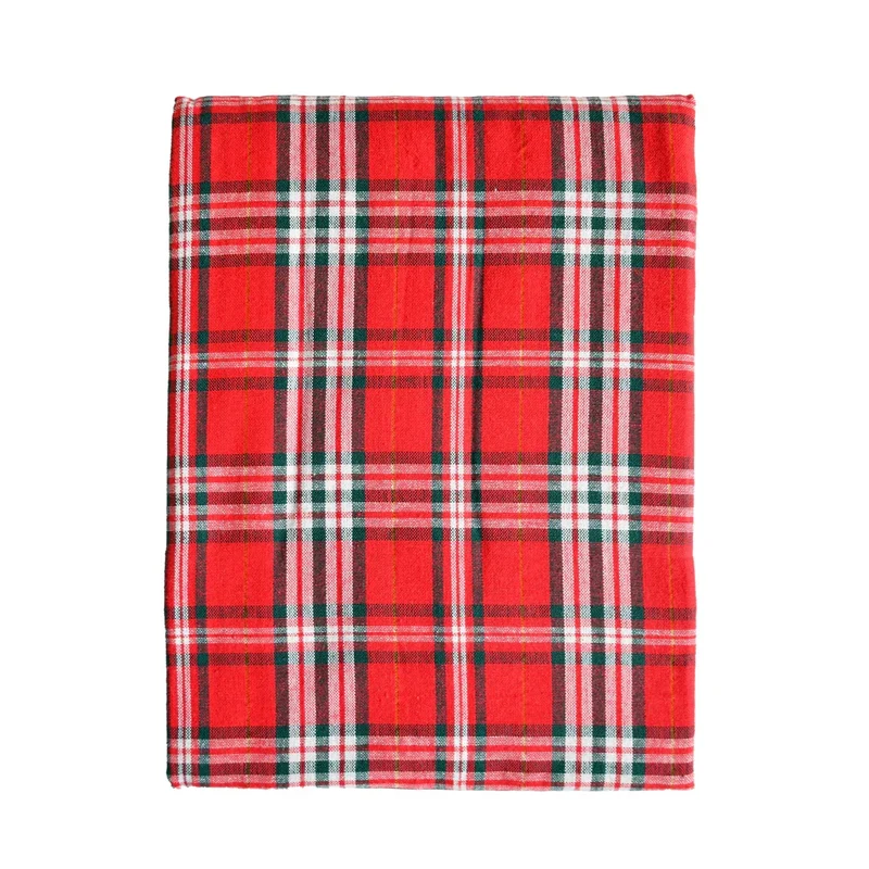 Tovaglia Tinta in Filo 140x320 cm Dolomites Dream Tartan Red