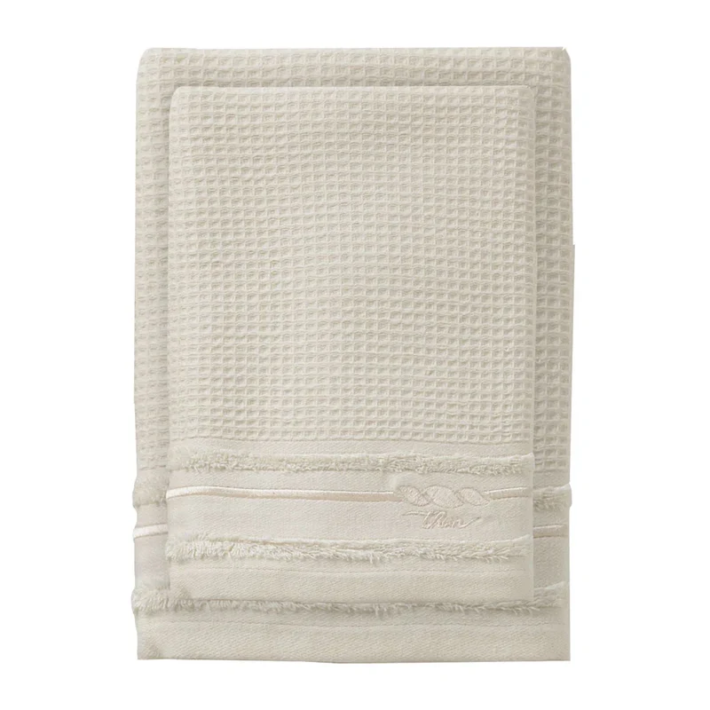 THUN® Set 2 Asciugamani Country Bloom 40x60 + 60x100 cm Tinta Unita Cream
