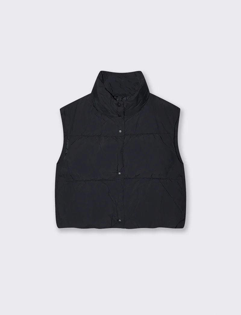 Giubbotto bomber smanicato imbottito - Nero