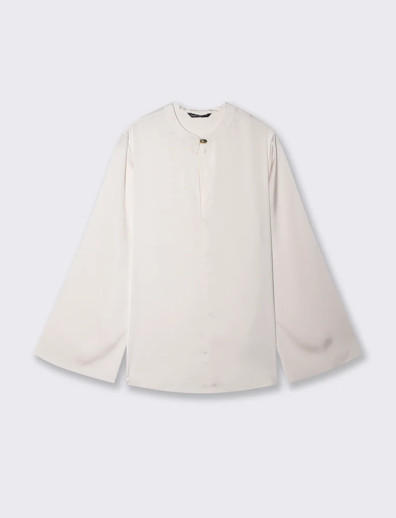 Casacca collo coreano con scollo a goccia - Avorio