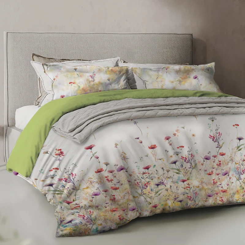 Parure Copripiumino in Percalle di Cotone con Stampa Floreale - Meadow