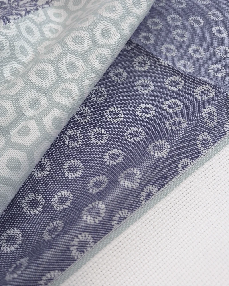 Asciugapiatti 58x80 cm da ricamo in puro cotone - FANTASIA POLVERE/BLU