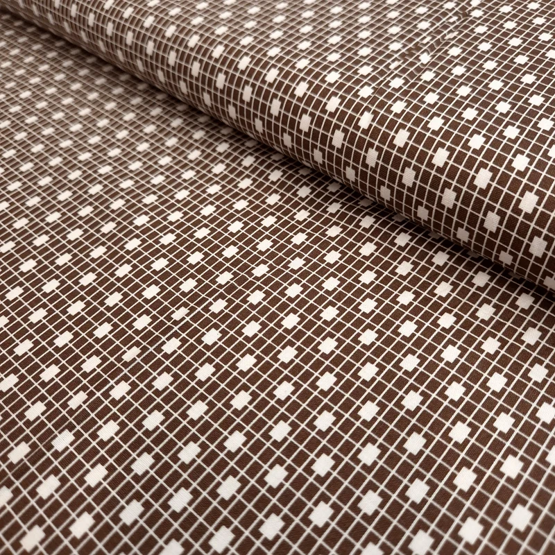Cotone Americano H 110 cm - RETICOLO BIANCO/MARRONE