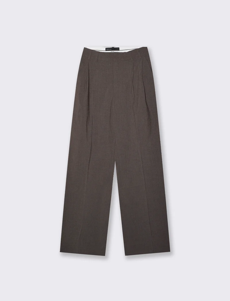 Pantaloni classici con pinches eleganti - Tortora melange