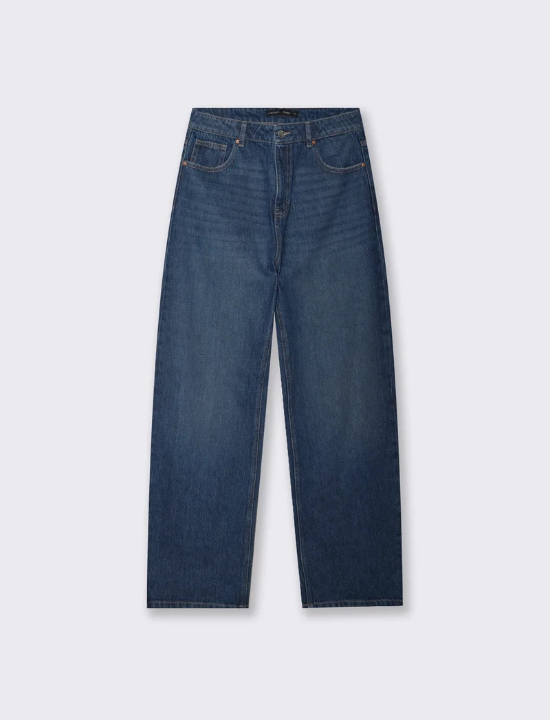Jeans tapered a vita alta cinque tasche - Denim