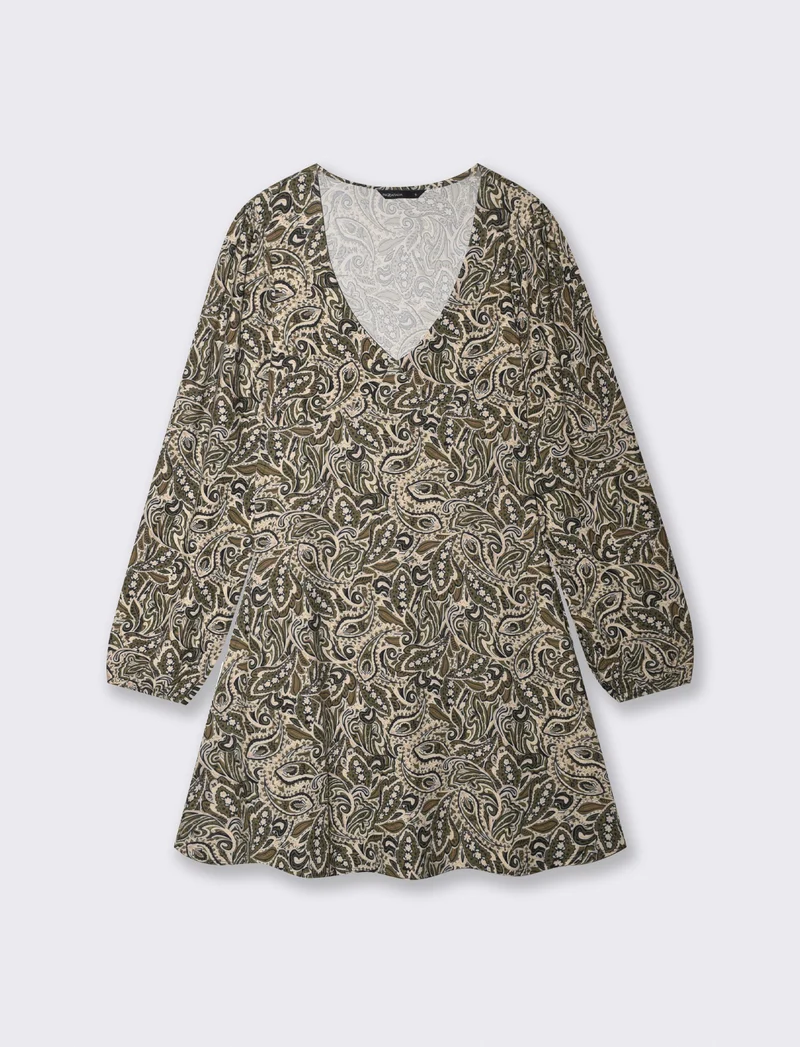 Vestito corto stampato con scollo a V - var 2